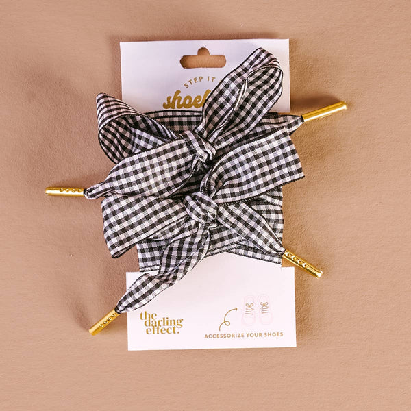 Step It Up Shoelaces – Gingham Black
