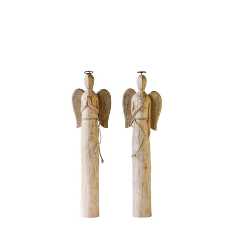 Mango Wood Angel - Set of 2