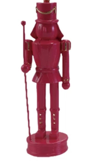 Resin Nutcracker w/gold accent - Dark Pink
