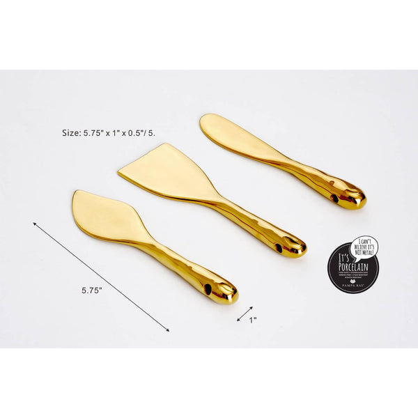Madera Gold Cheese Knives - Set of 3