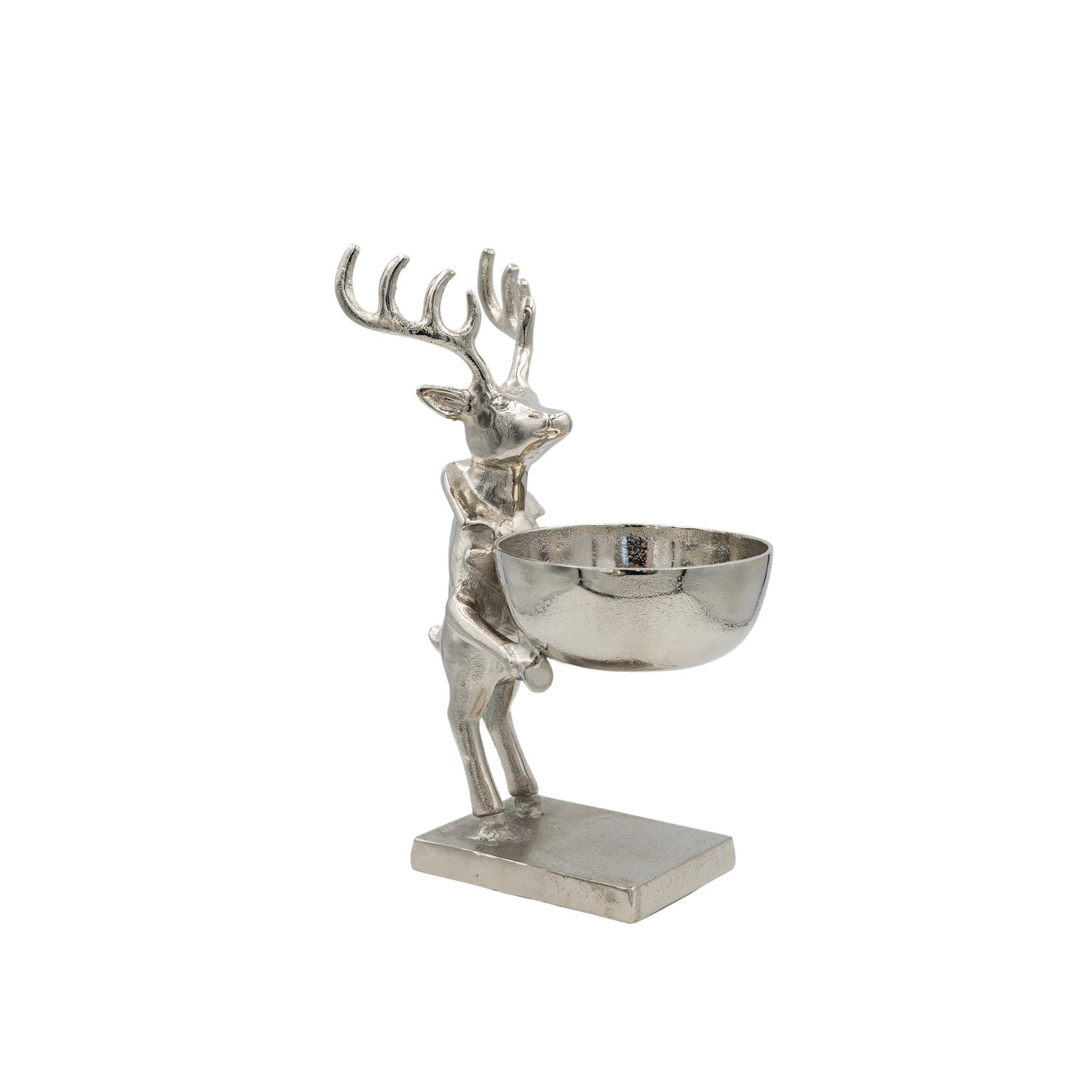 Deer holding bowl - nickel finish