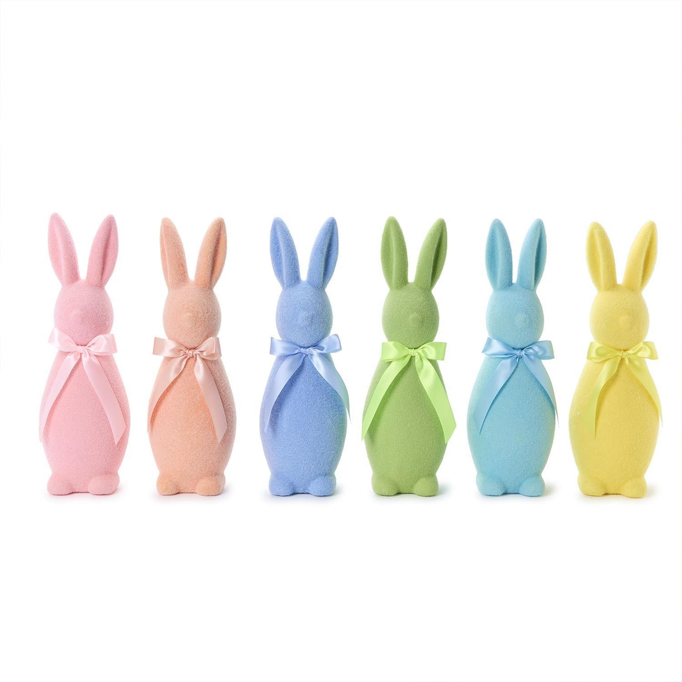 Flocked Bunny with Bow - Assorted Colors
