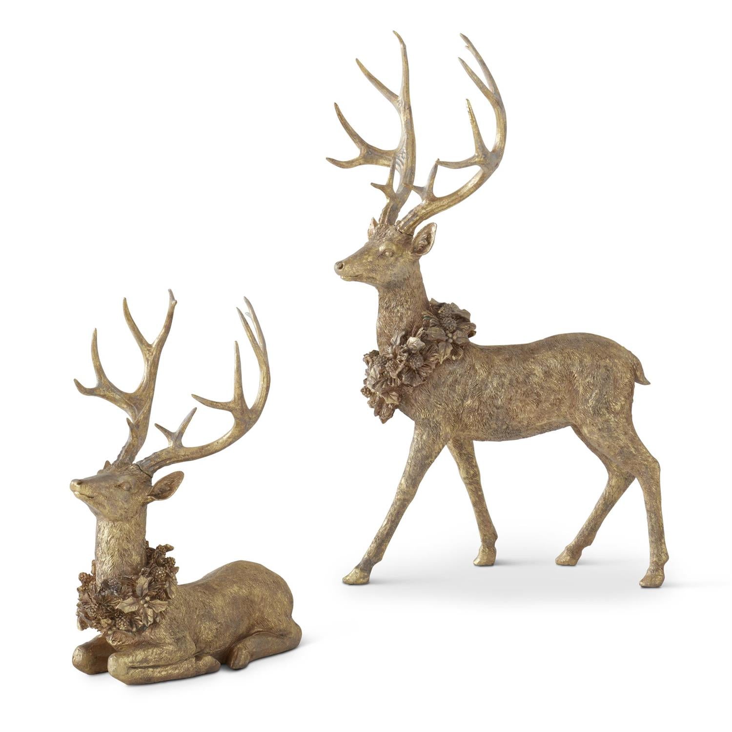 Gold Resin Deer - Set of 2