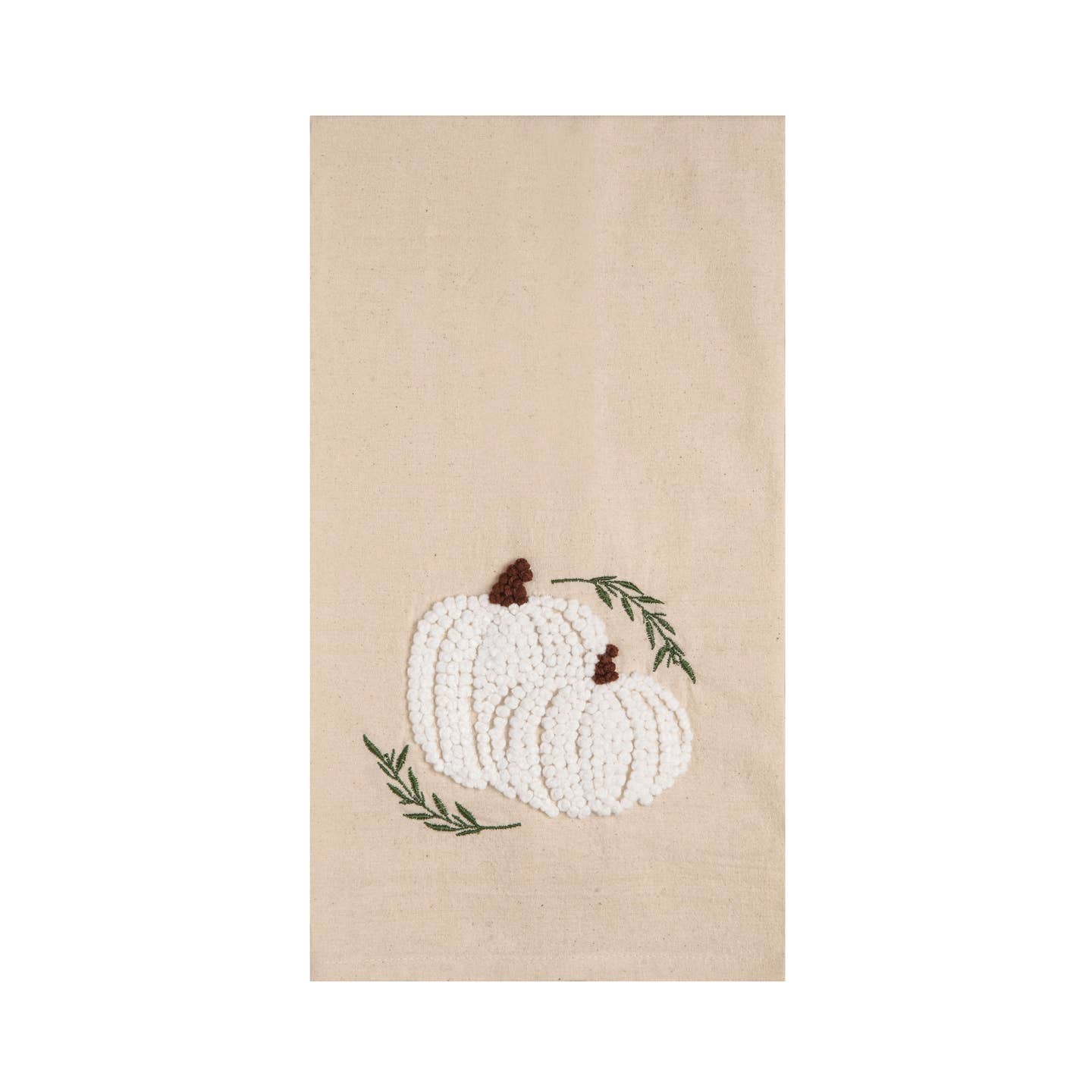White Pumpkin Duo French Knot Kitchen Towel