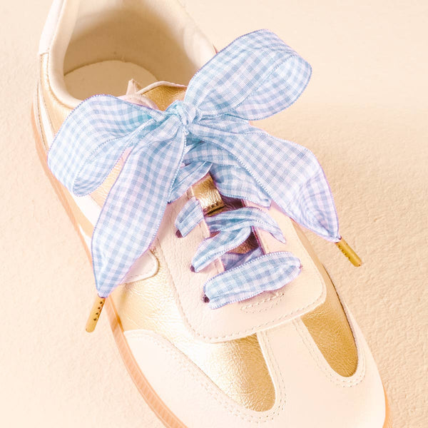 Step It Up Shoelaces – Gingham Light Blue