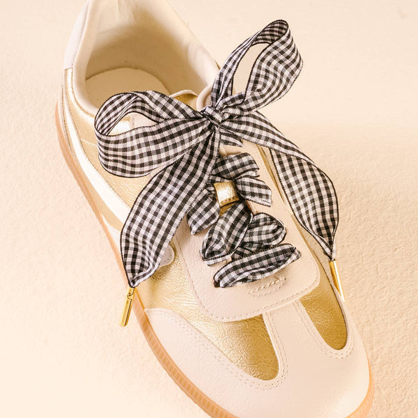 Step It Up Shoelaces – Gingham Black
