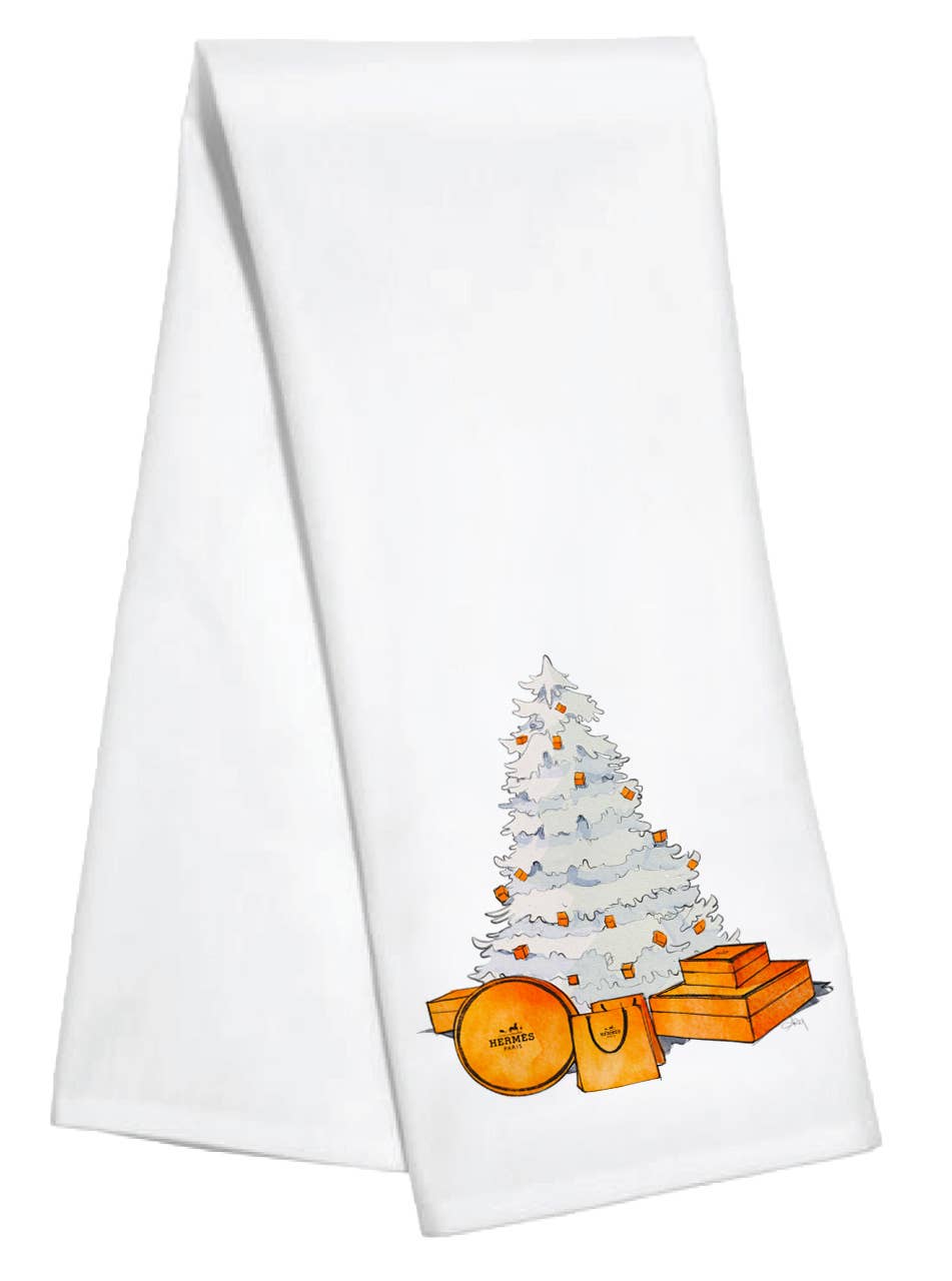 Hermes Christmas Tea Towel