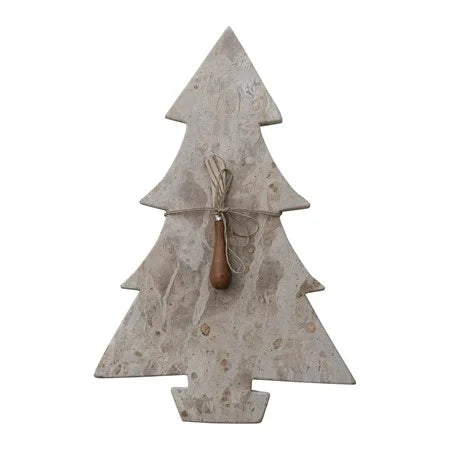 Marble Christmas Tree Board & Knife Set
