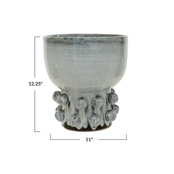Terracotta Footed Vase with Dots