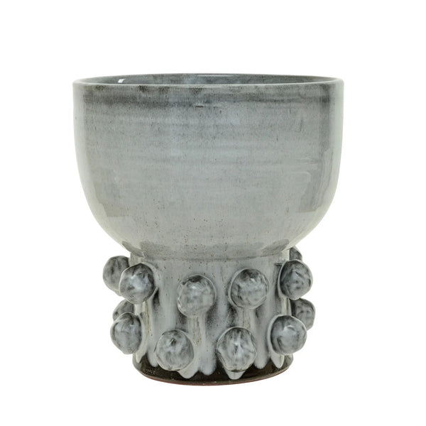 Terracotta Footed Vase with Dots