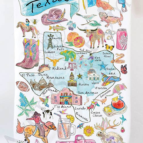Texas State Map Kitchen Towel