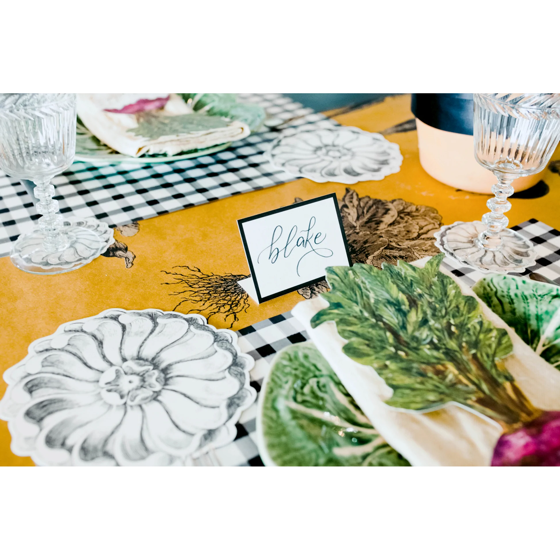 Black Frame Place Card - Bottom Fold (12 Pcs.)
