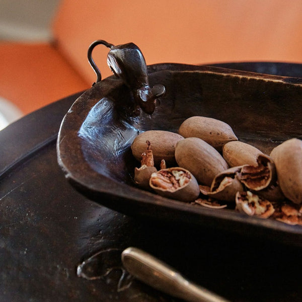 Wee Mouse Wooden Bowl With Forged Mouse Scampering